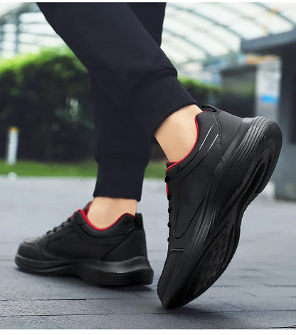 2025 New Lightweight Men Casual Leather Sneakers Non-slip Breathable Male Outdoor Running Shoes Lace Up Soft Sport Shoes