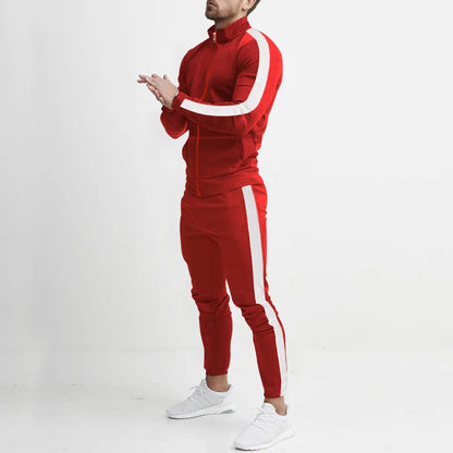 2025 autumn and winter new casual men's sports suits, color matching men's clothing, casual suits hooded trendy sports