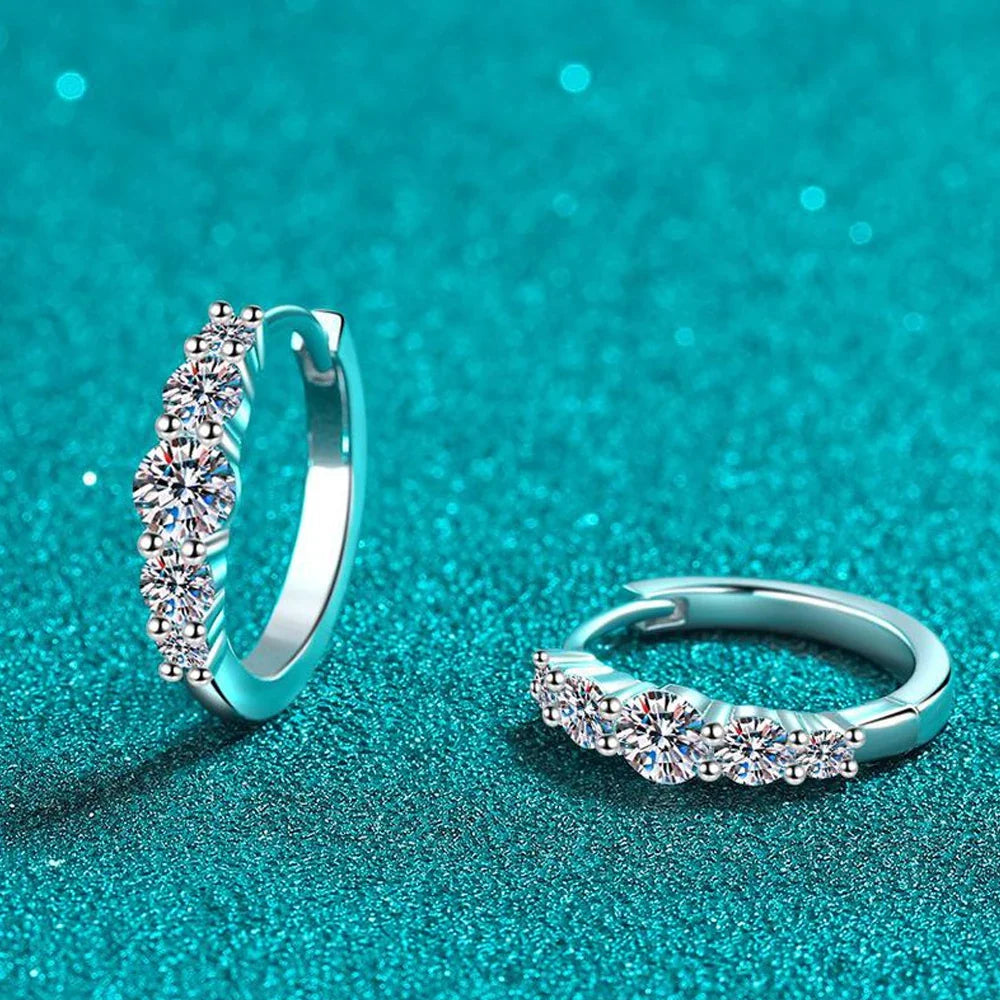 D VVS1 Hoop Moissanite Earrings for Women GRA Certified Brilliant Round Diamond Solid s925 Silver Plated 18k Earring