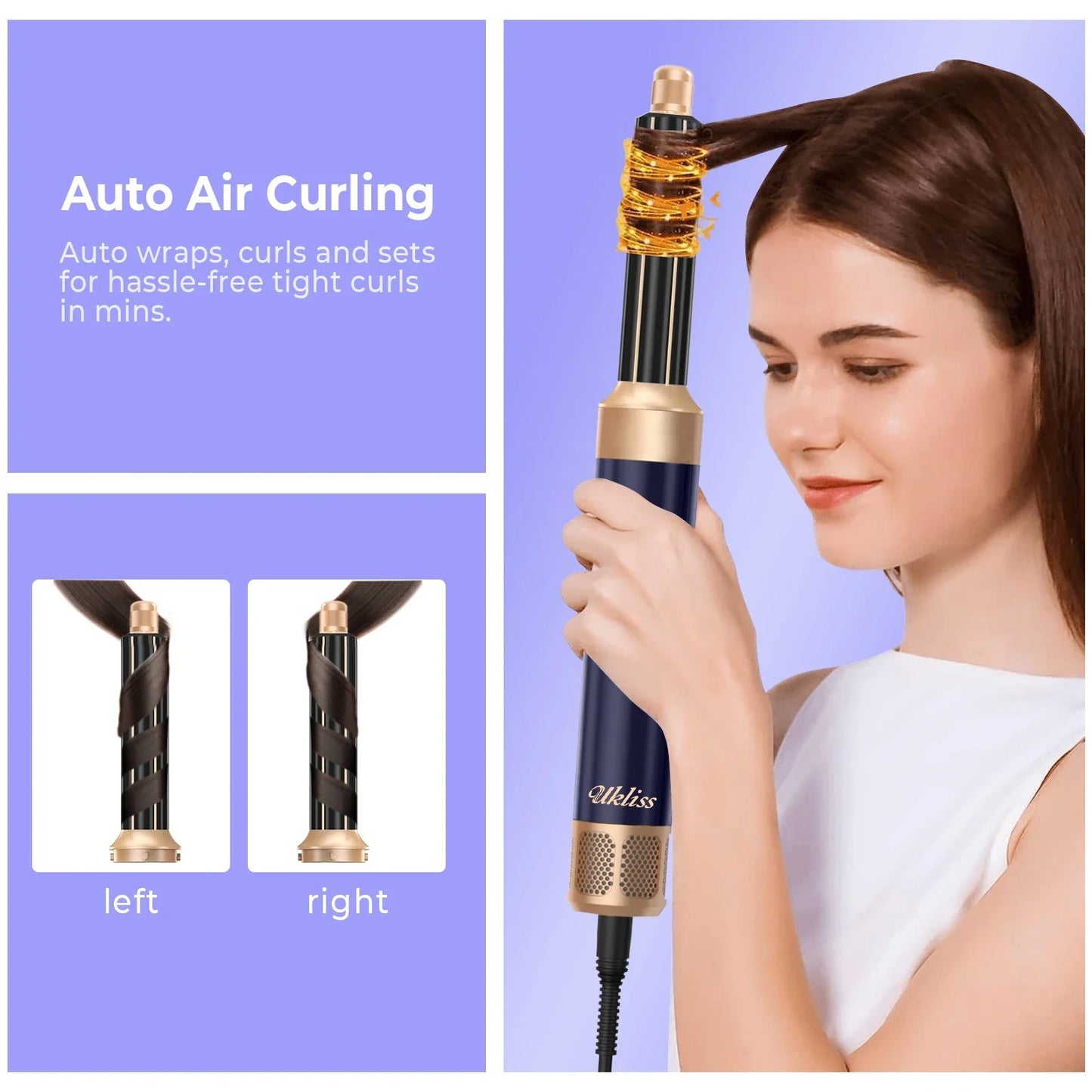 Hair Dryer Brush 7 in 1, Air Styler Set with Curling Iron, Round Brush, Straightener for Women
