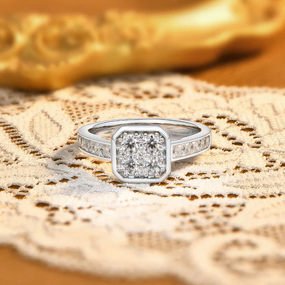 Square Cluster Moissanite Ring DVVS1 925 Sterling Silver Classic Engagement Rings Elegant Wedding Band Jewelry ForWoman