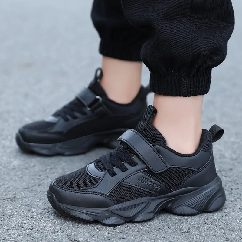 Children's Fashion Sports Shoes Breathable Student Black School Walking Shoes Anti-skid Boys& Girls Casual Running Sneaker