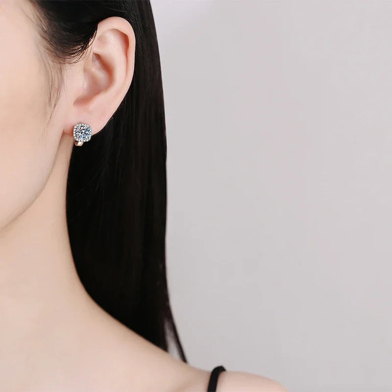 1ct Moissanite Earrings for Women S925 Sterling Silver with 18k Gold Plated Hoop Earring Wedding Jewelry with Certificate