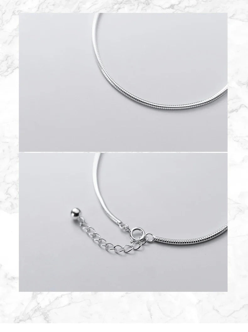 Hight Quality 100% 925 Sterling Silver Fashion Classic Snake Chain Bracelet Anklet Link for Women Fine Jewelry Bijoux
