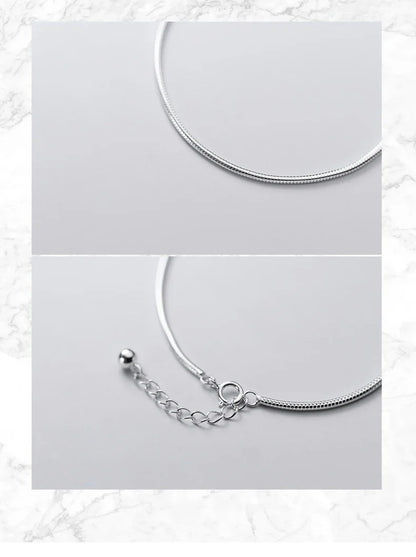 Hight Quality 100% 925 Sterling Silver Fashion Classic Snake Chain Bracelet Anklet Link for Women Fine Jewelry Bijoux