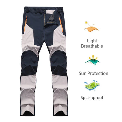 Men Summer Sports breathable Pants Hiking Trousers Camping Splash Prevention Quick Dry UV Resistant Elastic Thin