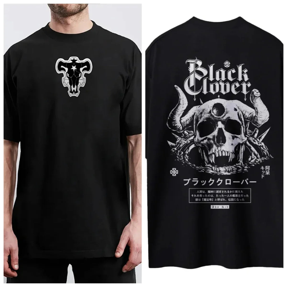 Black Clover T-shirt Men's Pure Cotton Casual  Round Neck T-shirt Short Sleeve Clothing Summer Sports Casual Short Sleeve Top