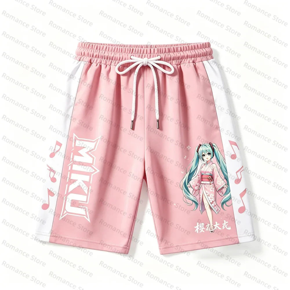 Hatsune M-Mi ku Anime 3D Print T-shirt Shorts Set Men Women t-shirt Short Set Summer Casual Streetwear Kids Cosplay Outfit 2Pcs
