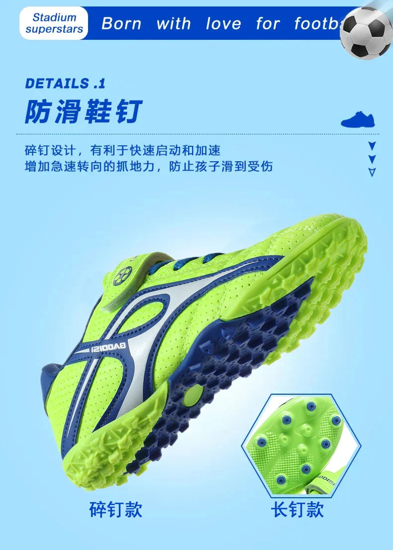 Kids Soccer Shoes Boys Grils Football Boots Non-Slip Training Indoor Outdoor Unisex Athletic Shoes Breathable Ultralight Sports