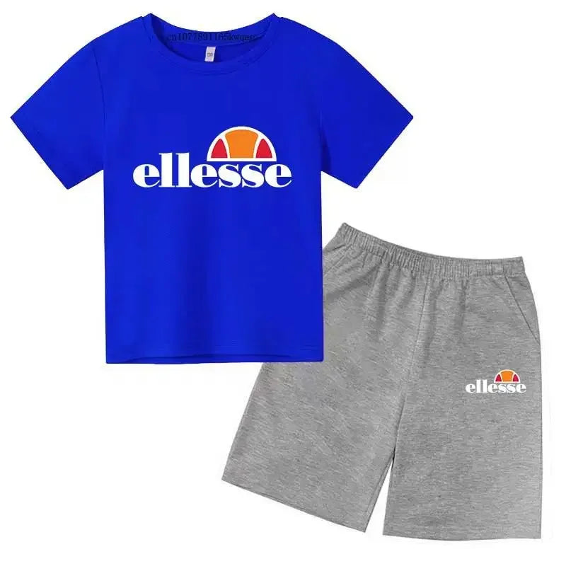 Kids Summer Leisure Letter 2pcs O-neck Short Sleeve T-shirts+Pants Suits 3-13 Years Boys Girls Casual Outfits Children Clothes