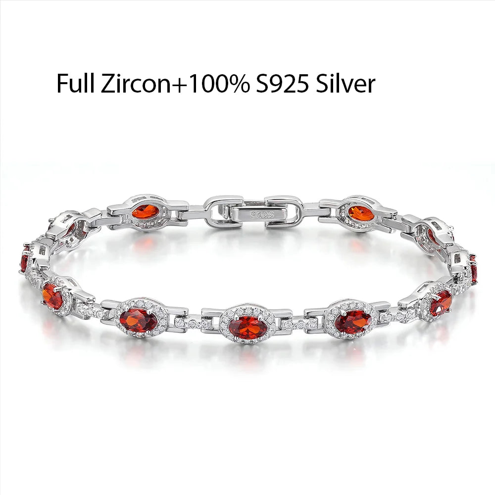 3x5mm Oval Cut Full Moissanite Tennis Bracelet Can Pass Diamond Test for Women S925 Silver luxury Sparkling Fine Jewelry