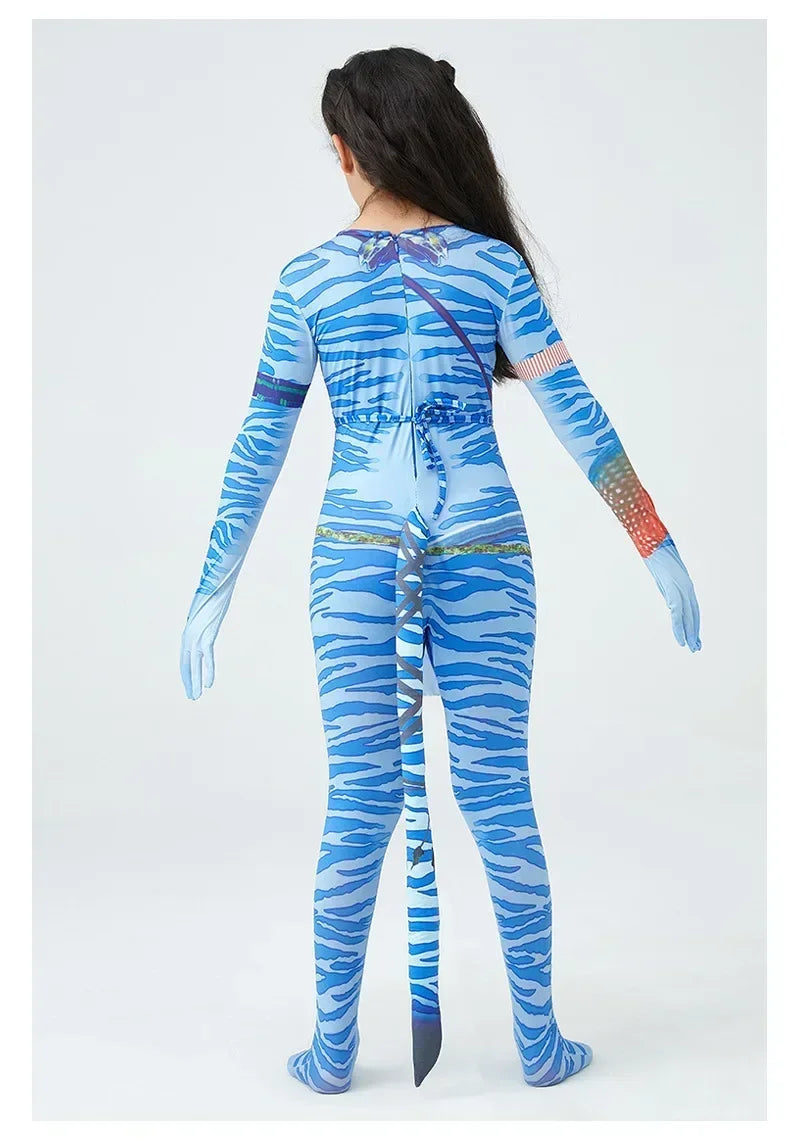Avatar Costume for Kids Cosplay Alien Child Boy Girl Avatar The Way of Water Christmas Halloween Masquerade Party Dress Up