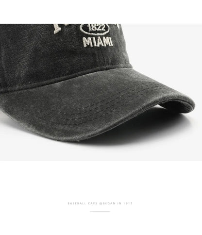 Vintage Washed Cowboy Baseball Cap for Men Women FLORIDA Embroidery Sun Cap Casual Snapback Hip Hop Hat Curved Brim Soft Top Hat