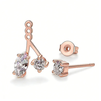 GRA Certified All Moissanite Drop Earrings for Women S925 Silver Detachable Earcuff Front Back Stud Earring Jackets for Women