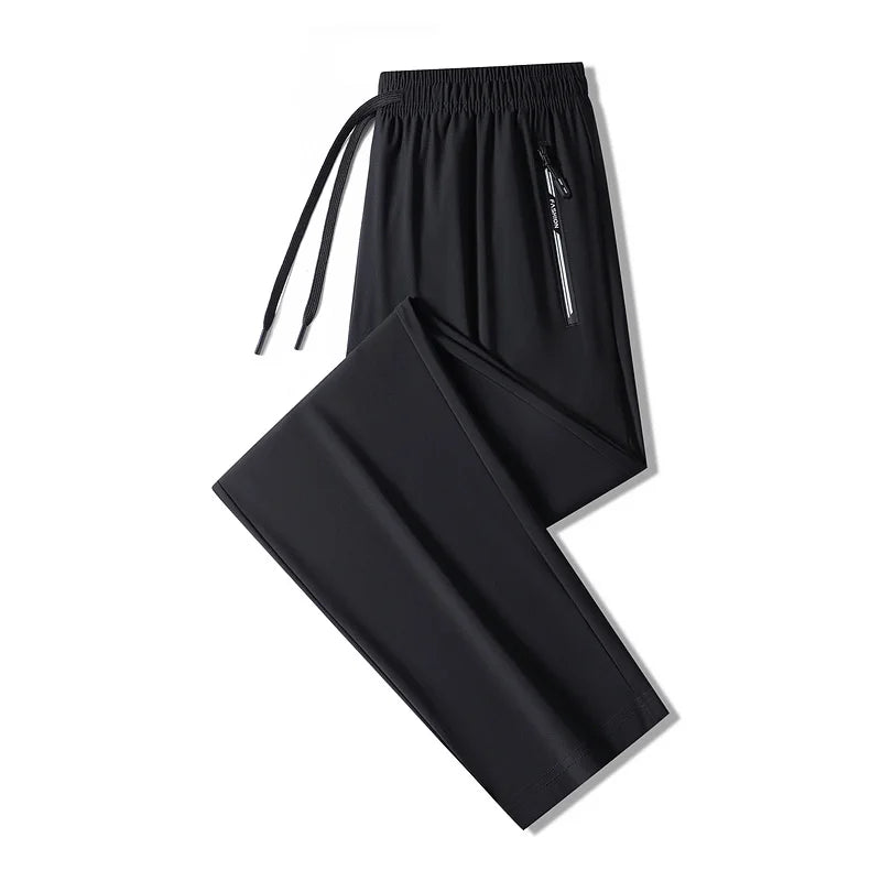 Plus Size 8xl 7xl 6xl Men Sports Pants Quick-Drying Men Trousers Joggers Sportswear Solid Sweatpants Male Elastic Ice Silk Pant