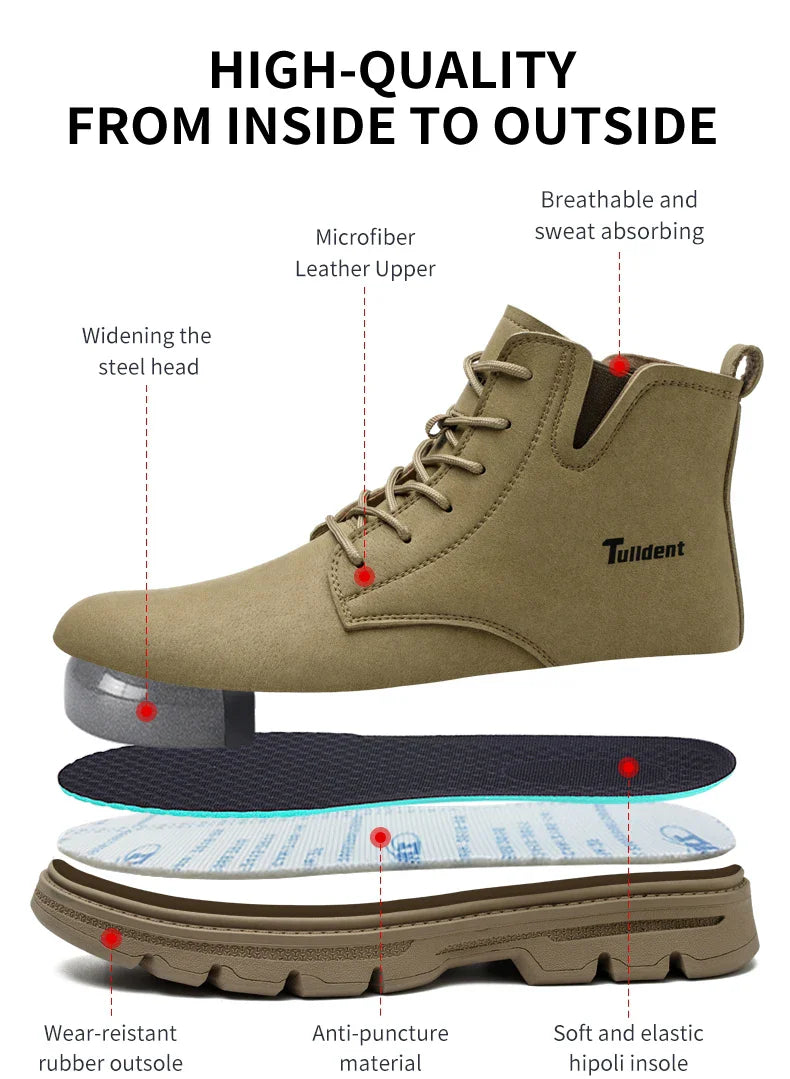 Men's protective shoes, safety shoes, steel-toe boots, anti-smashing and anti-puncture work shoes, tactical boots