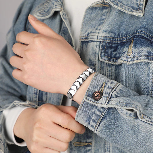 Tungsten Links Bracelets for Men Women Couples High Polished Inlay Health Magnetic Stones Three Color, Customized