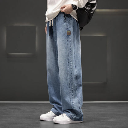 Autumn New Wide Leg Washing Jean Pants Men Trousers Neutral Solid Color Loose Casual Straight Outdoor Fashion Pants Big Size 8xl