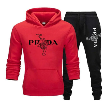The men's outdoor fitness sweatshirt and pants set for autumn and winter includes a long-sleeved sports shirt and casual pants