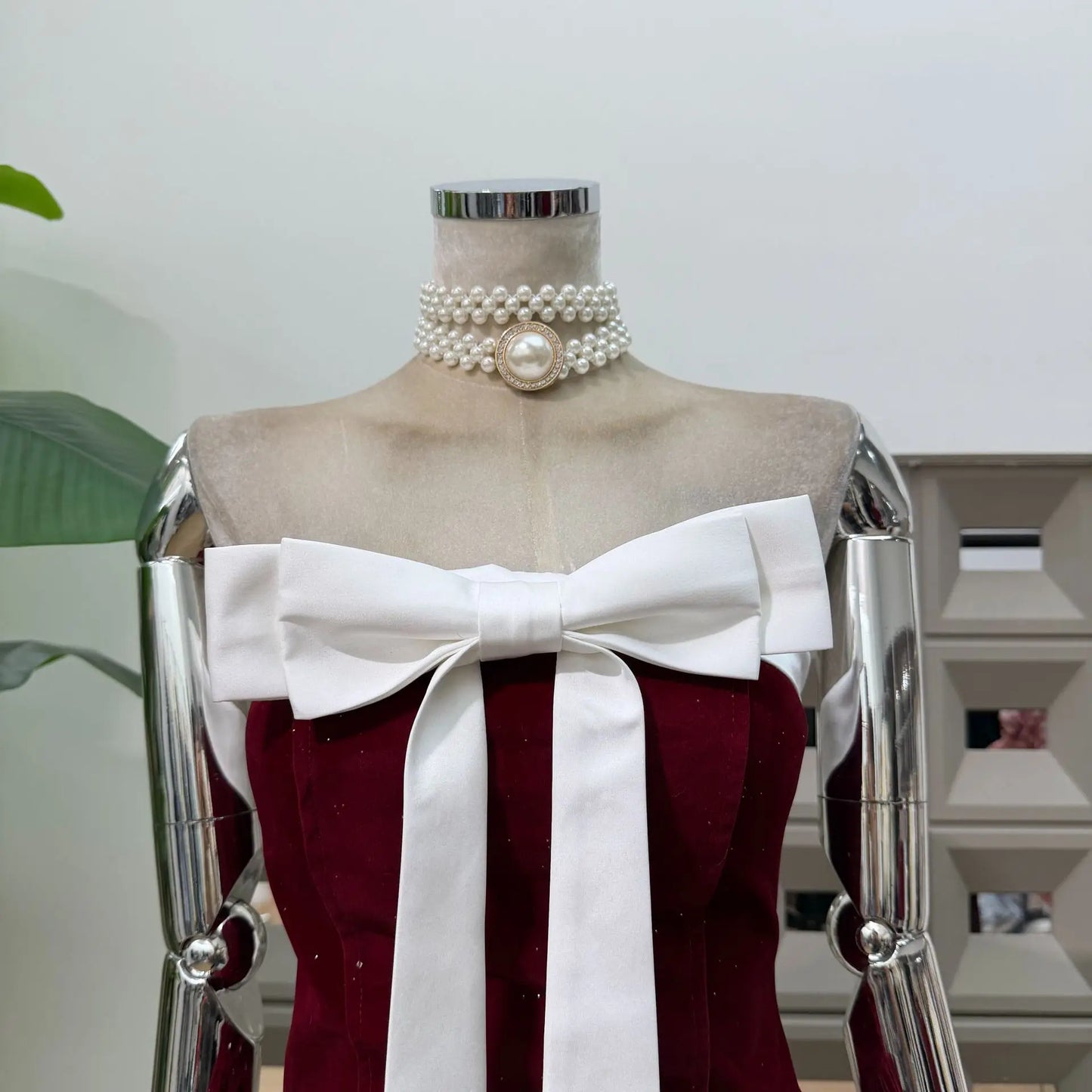 Women Strapless Backless Polka Dot Bow A Line Dress Party Birthday Evening Ball Gowns Nightclub Show Wear Fashion Vestido