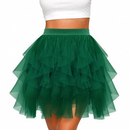 Women's Tulle Tutu Skirt Fashion Solid Color High Waist Mesh Skirt A-line Puff Skirt Cute Cake Skirt Cute Ballet Ball Half Skirt
