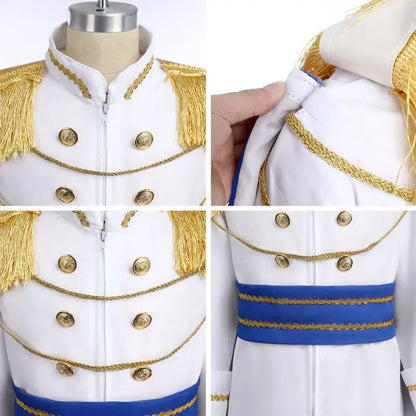 7 Pieces Boys King Carnival Costume Medieval Royal Prince Full Set Outfits for Halloween Birthday Party Fancy Dress Up