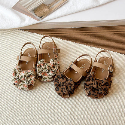Summer Baby Girls Sandals Children Floral Bow Princess Shoes Soft Non Slip Toddler Kids Beach Shoes Comfortable Infant Sandals