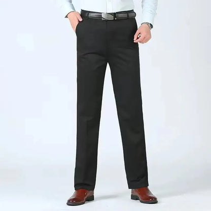 Men's Office-Ready 100% Cotton Casual Business Pants Autumn Thickened Summer Thin Solid Color Quick-Drying Work Trousers GOZBKF