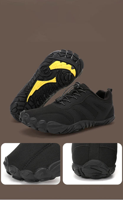 Men's Winter Warm Barefoot Shoes Waterproof Wide Toe Non-Slip Rubber Sole Plush Lined Hiking Shoes Outdoor Sneakers Running Shoe