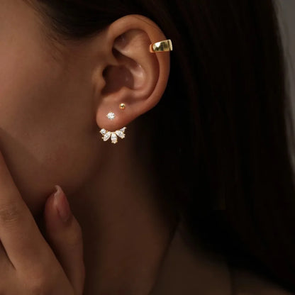Round/Marquise Cut Moissanite Diamond Stud Earrings with Certificates S925 Silver Detachable Earcuff Drop Earring for Women