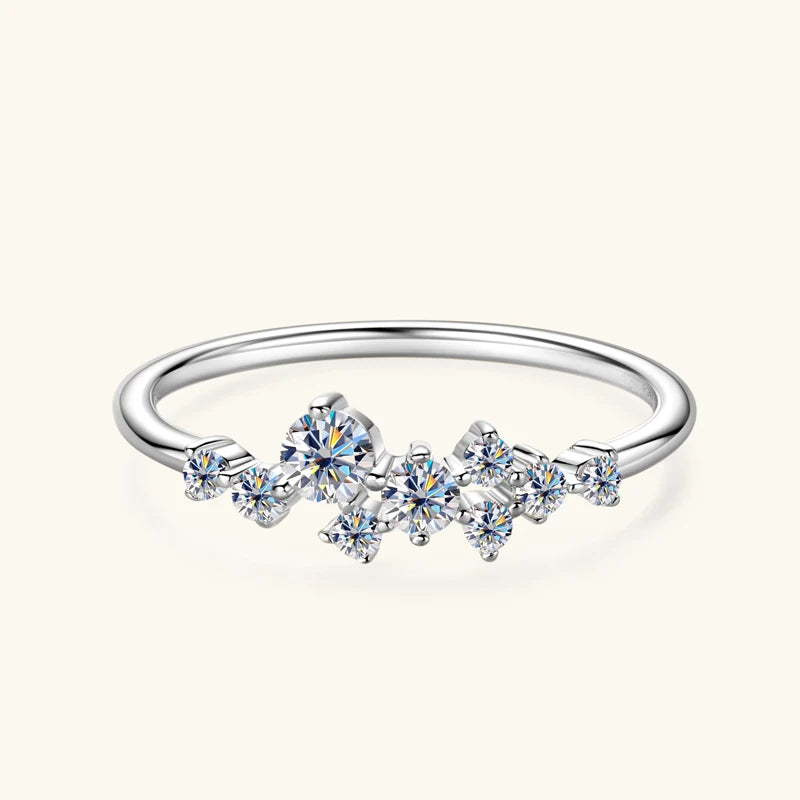 Colar e Anel de Diamantes Moissanite Prata Esterlina 925 Conjunto de Joias com Pingente de Aglomerado para Mulheres Anéis de Noivado Presente