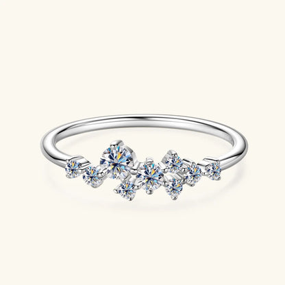 Colar e Anel de Diamantes Moissanite Prata Esterlina 925 Conjunto de Joias com Pingente de Aglomerado para Mulheres Anéis de Noivado Presente