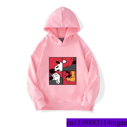 Cartoon Cute Mickey Print Boys Girls Casual Fleece Hoodie Autumn and Winter Outdoor Fashion Warm Kids Pullover Top