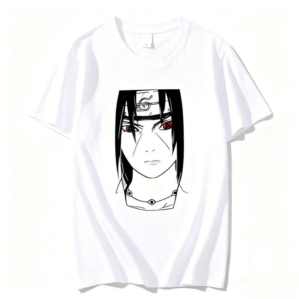Floral Print T-Shirt Soft Breathable Casual Comfortable Anime Naruto Uchiha Itachi Printed Men Women Pure Cotton Short Sleeve