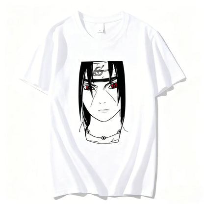 Floral Print T-Shirt Soft Breathable Casual Comfortable Anime Naruto Uchiha Itachi Printed Men Women Pure Cotton Short Sleeve