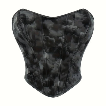 Women Fashion Corset Crop Top Lace Up Brocade Overbust Bustiers Body Shaper Lingerie Sexy Woman Push Up Corselet