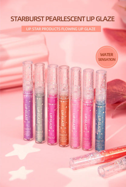 9Pcs/Sets Glitter Lip Glaze Liquid Lipstick Set Shine Lip Gloss Gift Box Natural Moisturizer Waterproof Lips Makeup