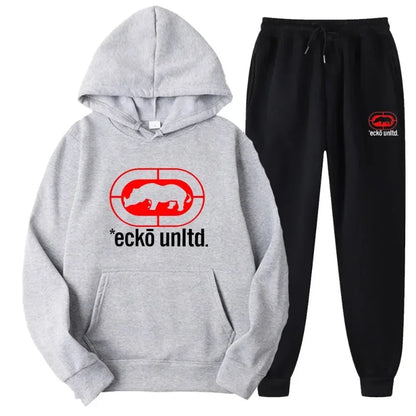 Ecko Unltd. Rhino Logo Sweatsuit  Hoodie and Joggers Two-Piece Set  Urban Street Fashion Casual Athletic Wear