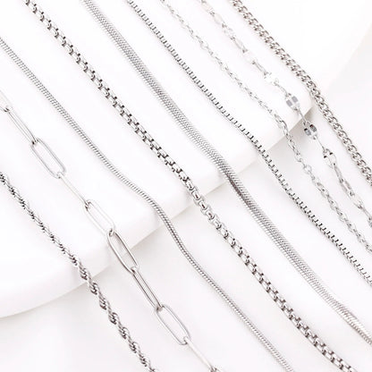 5pc 18K Gold Color PVD Plated Stainless Steel Cuba Cross O Ripple Twisted Chain Necklace Adjustable Chain DIY Necklace Wholesale