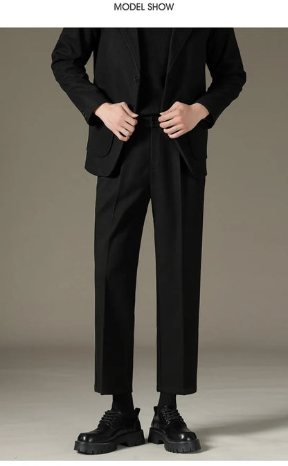 Men's Casual Straight-Leg Wool Trousers - American Style Commuting Pants Perfect for Fall/Winter 28-38