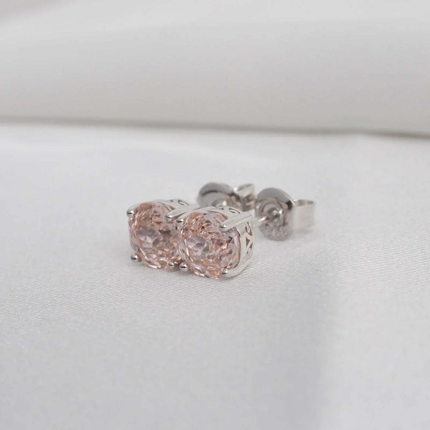 Potiy Rose Cut Octagon Morganite Pink Stud Earrings, 1.5ct Cubic Zirconia 925 Sterling Silver Earrings for Women Mother Day