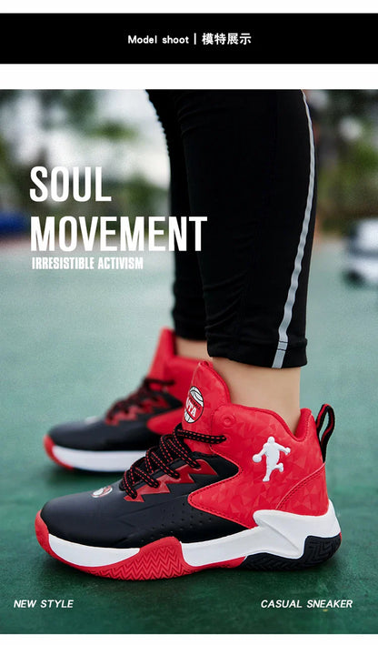 Fashion Brand Basketball Shoes Boy Kid Trainers Non-slip Children's Sports Shoes Outdoor Leather Basketball Sneakers Kids Girls