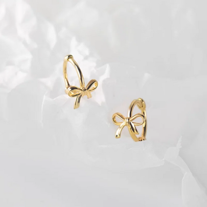 925 Sterling Silver Fashion Simple Bow Huggies Ear Hoop Earrings for Women Cute Girl Romantic Korean Butterfly Jewelry