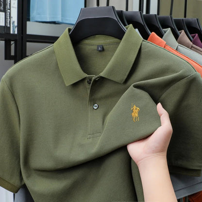 100% pure cotton fashion luxury brand pony embroidered comfortable POLO shirt for summer mens new striped exquisite short sleeve