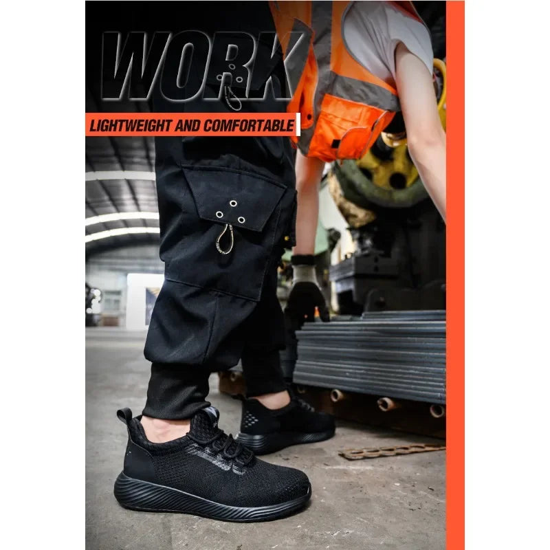 Men's Anti Smashing and Anti Stabbing Lightweight  Comfortable, Breathable  Protective and Safety Shoes