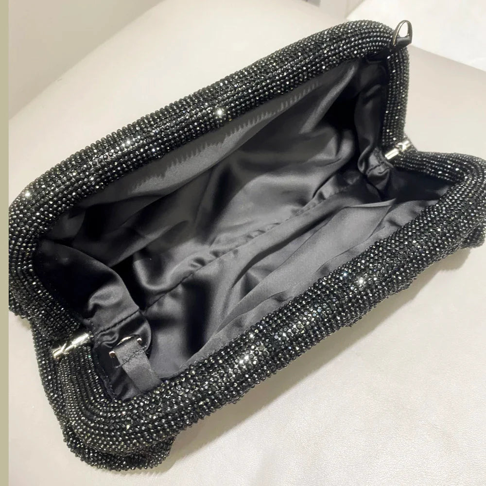 Shiny Rhinestones Handmade Evening Clutch Bags New Folds Purses and Handbags Luxury Designer Wedding Party High Quality
