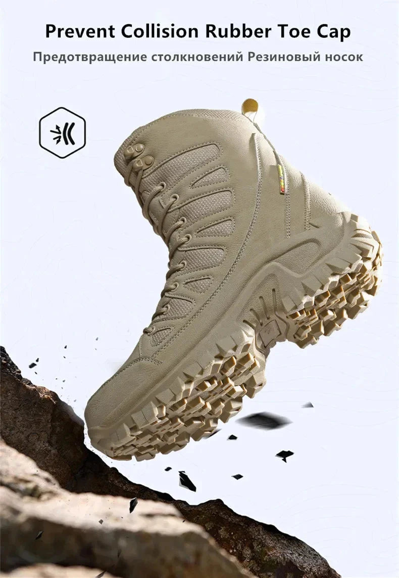 New Men's Boots Fashion Outdoor Men Hiking Boots High Top Breathable Men Desert Combat Ankle Boots Non-slip Motorcycle Boots