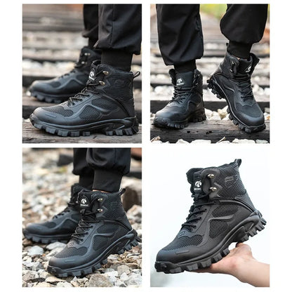 High Top Safety Shoes with Steel Toe Caps Anti-Smashing & Anti-Piercing Wear-Resistant Anti-Slip Labor Protection Footwear
