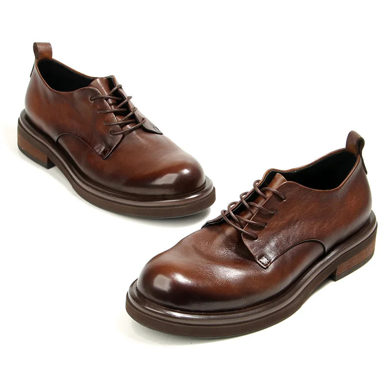 Soft Leather Mens Formal Shoes Luxury Quality Comfortable Brand Handmade Retro Genuine Leather Daily Wedding Social Shoes Male
