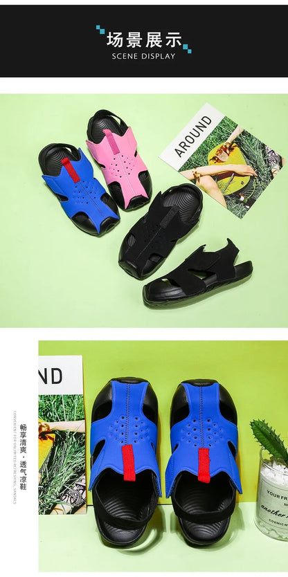 Kids Sport Sandals Summer Boys Closed-Toe Water Shoes, Non-Slip Luxury Beach Flat Shoes for Toddler Boys Girls